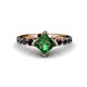1 - Alicia Princess Cut Lab Created Emerald and Black Diamond Engagement Ring 