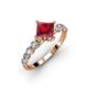 3 - Alicia Diamond and Princess Cut Lab Created Ruby Engagement Ring 