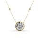 1 - Lillac Iris 0.50 ctw Round and Baguette Diamond Milgrain Halo Pendant Necklace with Diamond Stations 