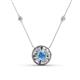 1 - Lillac Iris 0.50 ctw Round Blue Topaz and Baguette Diamond Milgrain Halo Pendant Necklace with Diamond Stations 
