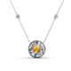 1 - Lillac Iris 0.50 ctw Round Citrine and Baguette Diamond Milgrain Halo Pendant Necklace with Diamond Stations 