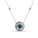 1 - Lillac Iris 0.50 ctw Round London Blue Topaz and Baguette Diamond Milgrain Halo Pendant Necklace with Diamond Stations 