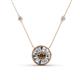 1 - Lillac Iris 0.50 ctw Round Smoky Quartz and Baguette Diamond Milgrain Halo Pendant Necklace with Diamond Stations 