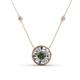 1 - Lillac Iris 0.55 ctw RoundLab Created Alexandrite and Baguette Diamond Milgrain Halo Pendant Necklace with Diamond Stations 