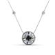 1 - Lillac Iris 0.50 ctw Round Black Diamond and Baguette White Diamond Milgrain Halo Pendant Necklace with Diamond Stations 