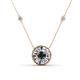 1 - Lillac Iris 0.50 ctw Round Black Diamond and Baguette White Diamond Milgrain Halo Pendant Necklace with Diamond Stations 