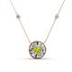 1 - Lillac Iris 0.50 ctw Round Yellow Diamond and Baguette White Diamond Milgrain Halo Pendant Necklace with Diamond Stations 