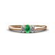 1 - Louisa 6x4 mm Oval Cut Emerald and Diamond Trellis Three Stone Engagement Ring 