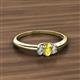 2 - Louisa 6x4 mm Oval Cut Yellow Sapphire and Diamond Trellis Three Stone Engagement Ring 
