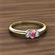 2 - Louisa 6x4 mm Oval Cut Pink Tourmaline and Diamond Trellis Three Stone Engagement Ring 