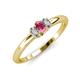 3 - Louisa 6x4 mm Oval Cut Pink Tourmaline and Diamond Trellis Three Stone Engagement Ring 