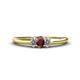 1 - Louisa 6x4 mm Oval Cut Red Garnet and Diamond Trellis Three Stone Engagement Ring 