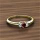 2 - Louisa 6x4 mm Oval Cut Red Garnet and Diamond Trellis Three Stone Engagement Ring 