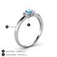 4 - Louisa 6x4 mm Oval Cut Blue Topaz and Diamond Trellis Three Stone Engagement Ring 