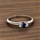 2 - Louisa 6x4 mm Oval Cut Blue Sapphire and Lab Grown Diamond Trellis Three Stone Engagement Ring 