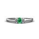 1 - Louisa 6x4 mm Oval Cut Emerald and Lab Grown Diamond Trellis Three Stone Engagement Ring 