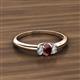 2 - Louisa 6x4 mm Oval Cut Red Garnet and Lab Grown Diamond Trellis Three Stone Engagement Ring 