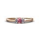 1 - Louisa 6x4 mm Oval Cut Rhodolite Garnet and Lab Grown Diamond Trellis Three Stone Engagement Ring 