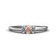 1 - Louisa 6x4 mm Oval Cut Morganite and Lab Grown Diamond Trellis Three Stone Engagement Ring 