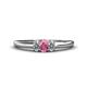 1 - Louisa 6x4 mm Oval Cut Pink Tourmaline and Lab Grown Diamond Trellis Three Stone Engagement Ring 