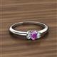 2 - Louisa 6x4 mm Oval Cut Amethyst and Lab Grown Diamond Trellis Three Stone Engagement Ring 