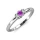 3 - Louisa 6x4 mm Oval Cut Amethyst and Lab Grown Diamond Trellis Three Stone Engagement Ring 