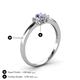 4 - Louisa 6x4 mm Oval Cut Iolite and Lab Grown Diamond Trellis Three Stone Engagement Ring 