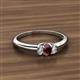 2 - Louisa 6x4 mm Oval Cut Red Garnet and Lab Grown Diamond Trellis Three Stone Engagement Ring 