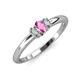 3 - Louisa 6x4 mm Oval Cut Pink Sapphire and Lab Grown Diamond Trellis Three Stone Engagement Ring 