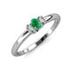 3 - Louisa 6x4 mm Oval Cut Emerald and Lab Grown Diamond Trellis Three Stone Engagement Ring 