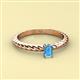 2 - Leona Bold Emerald Cut 6x4 mm Blue Topaz Solitaire Rope Engagement Ring 