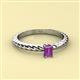 2 - Leona Bold Emerald Cut 6x4 mm Amethyst Solitaire Rope Engagement Ring 