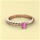 2 - Leona Bold Emerald Cut 6x4 mm Pink Sapphire Solitaire Rope Engagement Ring 