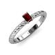 3 - Leona Bold Emerald Cut 6x4 mm Red Garnet Solitaire Rope Engagement Ring 