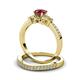 3 - Freya 6.00 mm Ruby and Diamond Butterfly Bridal Set Ring 