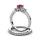 3 - Freya 6.00 mm Ruby and Diamond Butterfly Bridal Set Ring 