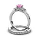 3 - Freya 6.00 mm Lab Created Pink Sapphire and Diamond Butterfly Bridal Set Ring 