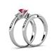4 - Freya 6.50 mm Rhodolite Garnet and Diamond Butterfly Bridal Set Ring 