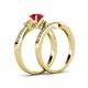 4 - Freya 6.00 mm Ruby and Diamond Butterfly Bridal Set Ring 