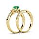 4 - Freya 6.00 mm Emerald and Diamond Butterfly Bridal Set Ring 