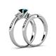 4 - Freya 6.50 mm London Blue Topaz and Diamond Butterfly Bridal Set Ring 