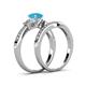 4 - Freya 6.00 mm Turquoise and Diamond Butterfly Bridal Set Ring 