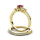 3 - Freya 5.80 mm Ruby and Diamond Butterfly Bridal Set Ring 