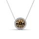 1 - Catriona Round Smoky Quartz and Diamond Halo Slider Pendant Necklace 