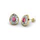1 - Viola Iris Pear Cut Rhodolite Garnet and Baguette Diamond Milgrain Halo Stud Earrings 