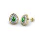 1 - Viola Iris Pear Cut Green Garnet and Baguette Diamond Milgrain Halo Stud Earrings 