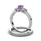 3 - Freya 5.00 mm Amethyst and Diamond Butterfly Bridal Set Ring 