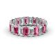 1 - Victoria 5x3 mm Emerald Cut Pink Tourmaline and Diamond Eternity Band 