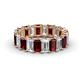 1 - Victoria 5x3 mm Emerald Cut Red Garnet and Lab Grown Diamond Eternity Band 