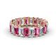 1 - Victoria 5x3 mm Emerald Cut Pink Tourmaline and Lab Grown Diamond Eternity Band 